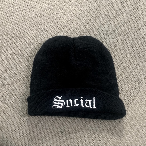 Social Embroidered Beanie Hat - Picture 2 of 6